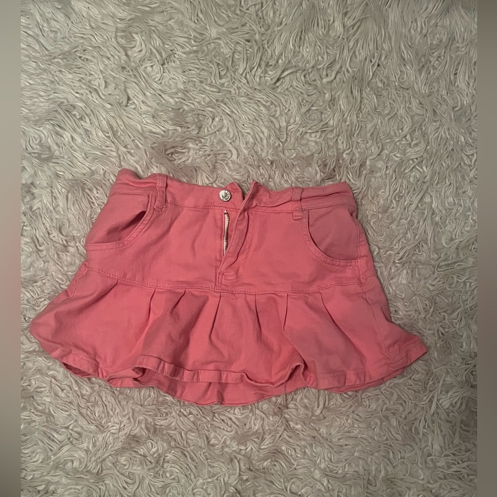 pink denim miniskirt
